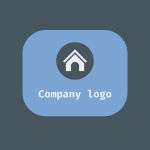 A company logo with an image of a house.